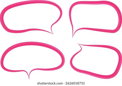 brilhante rosa colorido grosso contorno nuvens de diálogo conjunto