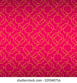 Bright pink decorative seamless pattern background in network style. Flat tessellated repeatable backdrop. Classic tracery. Colorful, graphic design for textile, banner, game or other purpose.
