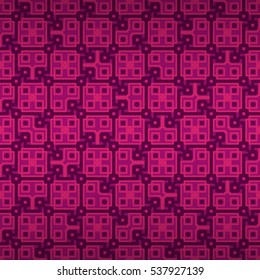 Bright pink decorative seamless pattern in greek style. Shining, contrast design for banner, surface, web or other purpose. Entangled mosaic repeatable backdrop. Vector background.