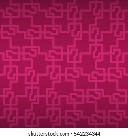 Bright pink decorative seamless pattern in maze style. Equable puzzle repeatable backdrop. Colored, graphic design for web, packing-paper, banner or other purpose.