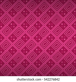 Bright pink decorative seamless pattern in greek style. Colorful, graphical design for packing-paper, textile, fabric or other purpose. Equable tessellated repeatable backdrop. Vector background.
