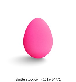 Bright pink easter egg. Realistic with shadow. Isolated at white background. 