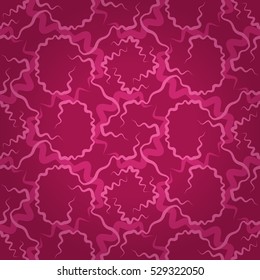 Bright pink fancy seamless pattern background in maze style. Vivid, symmetric design for textile, game, packing-paper or other purpose. Contemporary design. Knotty puzzle repeatable backdrop.