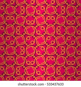 Bright pink fancy seamless pattern background in net
 style. Vivid, graphical design for fabric, carpet, web or other purpose. Contemporary decor.