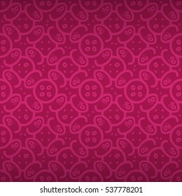 Bright pink fancy seamless pattern in microbiology style. Vector background. Classic texture.