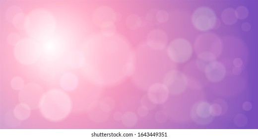 bright pink festive background with  lights. Horizontal banner, vector illustration