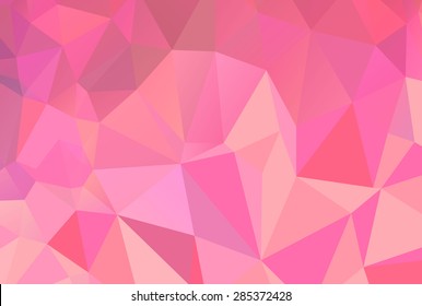 Bright pink flamingo inspired girly triangle vector origami style low poly background