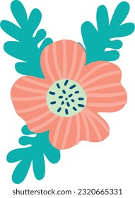 Bright pink flowers clipart isolated