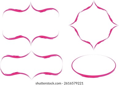 bright pink fuchsia color abstract vintage frames collection