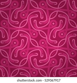 Bright pink geometric seamless pattern background in liner style. Plain puzzle repeatable backdrop. Colorful, contrast design for curtain, web, packing-paper or other purpose. Modern texture.