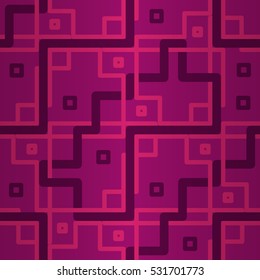 Bright pink geometric seamless pattern background in carpet style. Actual decor. Intricate medley repeatable backdrop.