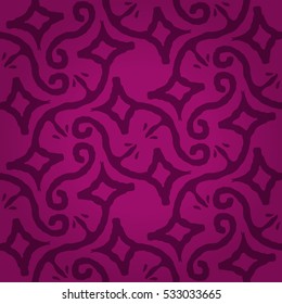 Bright pink geometric seamless pattern background in floral style. Equable mosaic repeatable backdrop.