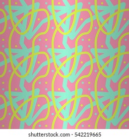 Bright pink geometric seamless pattern in inwrought style. Bright, graphical design for surface, curtain, fabric or other purpose.