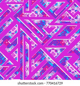 Bright pink geometric seamless pattern