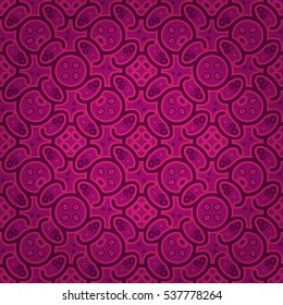 Bright pink geometrical seamless pattern in tribal style. Flat puzzle repeatable backdrop. Colorful, graphic design for fabric, game, textile or other purpose. Classic texture.