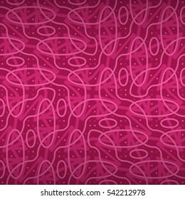 Bright pink geometrical seamless pattern in inwrought style. Simple tessellated repeatable backdrop. Vector background. Shining, symmetrical design for game, carpet, game or other purpose.