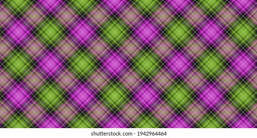 bright pink and green stripes with white threads on black checkered costume fabric repeatable diagonal texture for gingham, plaid, tablecloths, shirts, tartan, clothes, dresses, bedding, blankets