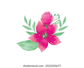 Bright Pink Green Watercolor Flower Arrangement. Bright Pink and Green Watercolor Flower Arrangement, Vibrant Floral Watercolor Illustration, Pink and Green Floral Art, Watercolor Flower Clipart