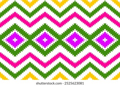 Bright Pink, Green, and Yellow Chevron Pattern for Fun and Vibrant Fashion, Decor, and Creative Craft Projects.