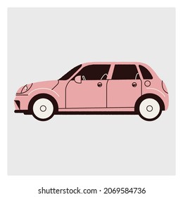 Hellrosa Luke. Das Konzept eines stilvollen Autos mit gezackten Kanten. Einfache Vektorgrafik. Einzelbild.