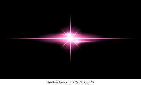 Ein hellrosa Licht leuchtet auf dunklem Hintergrund. Das Licht ist auf einen einzigen Punkt fokussiert, was ein Gefühl von Intensität und Fokus erzeugt
