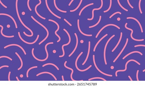 Bright pink lines curve energetically over a deep purple base, creating a whimsical and high-energy background perfect for digital art and trendy graphics.