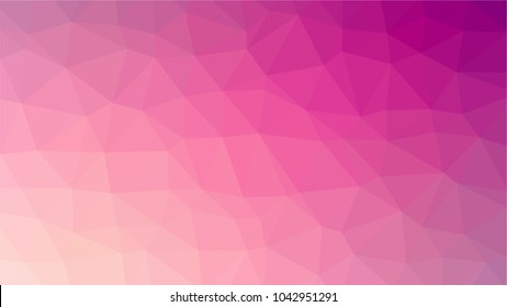 Bright pink low polygonal crystal background. Triangular polygon  pattern. Low poly vector illustration. Low polygonal backdrop