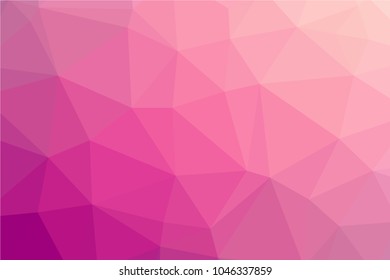Bright pink low polygonal crystal background. Triangular polygon pattern. Low poly vector illustration. Low polygonal backdrop
