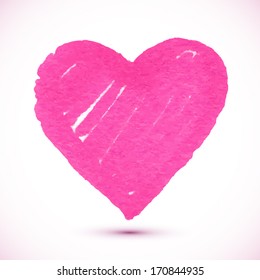 Bright pink marker textured vector heart
