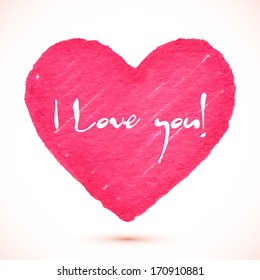 Bright pink marker textured vector heart