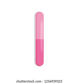 Bright pink nail buffer. Manicure tool. Instrument for polishing fingernails. Beauty theme. Flat vector icon
