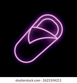Bright pink neon sign symbolizing a sleeping bag, perfect for attracting attention to camping and outdoor activities