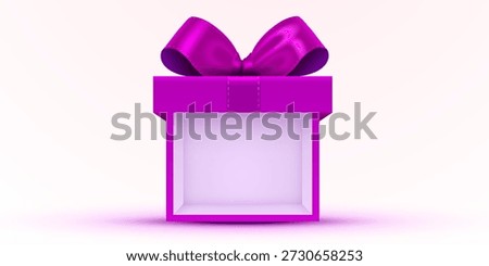 Bright pink open gift box with a luxurious bow, perfect for holidays and special occasions. This elegant presentation is ideal for promotions and festive designs. Vector illustration