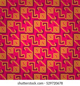 Bright pink ornamental seamless pattern background in greek style.