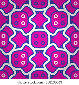 Bright pink ornamental seamless pattern in maze style. Smooth tessellated repeatable backdrop. Actual motif. Bright, graphic design for textile, wallpaper, fabric or other purpose. Vector background.
