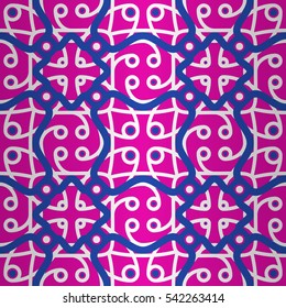 Bright pink ornamental seamless pattern in biologic style. Flat mosaic repeatable backdrop.