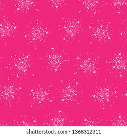 Bright pink paint splatter seamless pattern. All over print vector splash background. Pretty modern abstract fashion style. Trendy scrapbooking paper, wallpaper, kids home decor. Stationery backdrop.