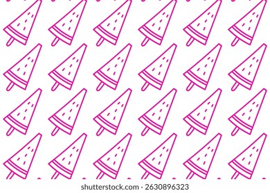 Bright pink popsicle pattern on a white background creating a fun and playful aesthetic