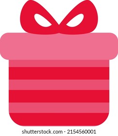 Bright pink present, illustration, vector on a white background.