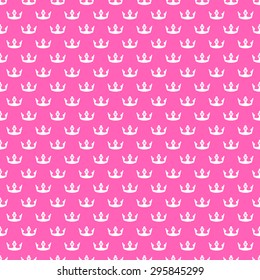 bright pink and pink princess crowns pattern background, seamless texture
