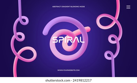 Bright Pink and Purple Abstract Background with Spiral Waves. Vector Graphic Template with Blending Waves.