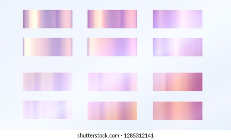 Bright pink and purple gradient.
Multicolored gradient set. Mesh and regular gradients. Golden colors. 
For designers. Vector. Holiday colors.

