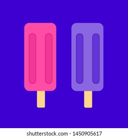 Bright pink and purple popsicle ice cream