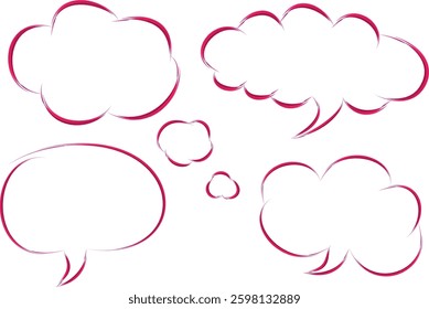 bright pink red colorful comic design speech bubbles set