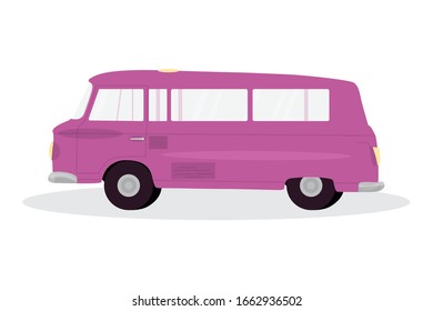 camión retro rosa claro, ilustración vectorial.