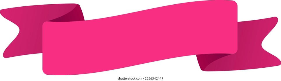 Bright pink ribbon waving elegantly creating a sense of celebration, achievement, or special occasion, perfect for adding a touch of elegance and festivity to designs