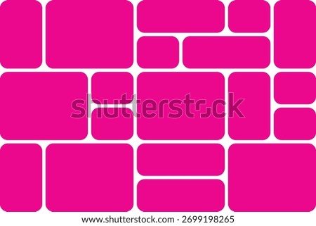 Bright Pink Rounded Rectangles and Squares with White Connectors abstract background