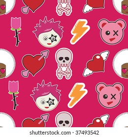 bright pink seamless emo style wallpaper background