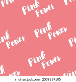 The bright pink seamless pattern, backdrop showcases bold text that highlights themes of strength and positivity.