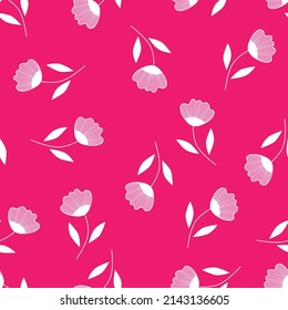patrón rosa claro sin costura, flores sobre fondo blanco, abstracción, magenta, dos colores.